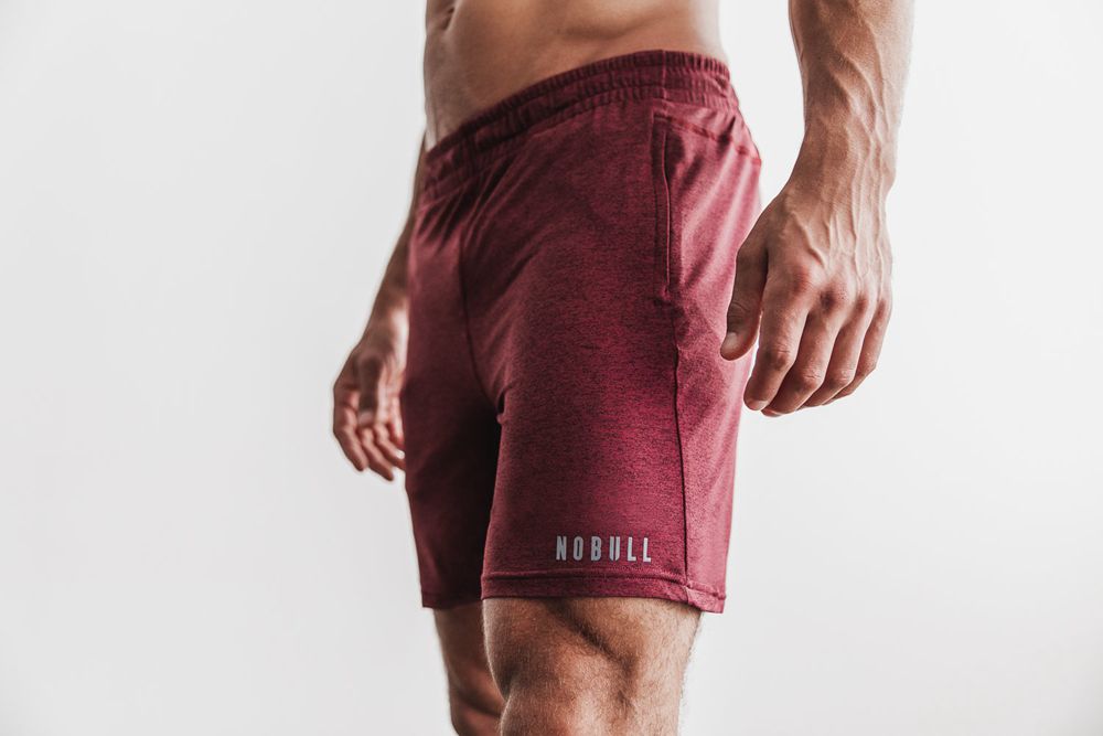 NOBULL Lightweight Knit 7" Şort Erkek - Bordo - Turkiye (MID-241560)